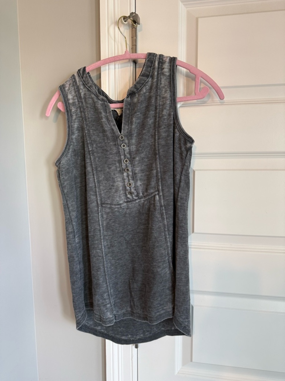 Jane and Delancey Gray Sleeveless Henley Tank